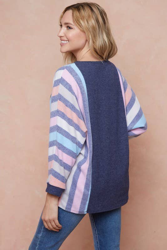 lovely melody – Großhandel Tunika – Damen – LMT2725-Komm zu Ende Multi Stripe Top10