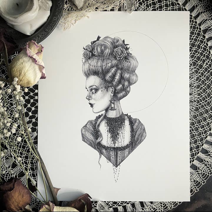 Koppen rollen - Fine Art Print - Marie Antoinette - Rococo voor wholesale door Caitlin McCarthy Art