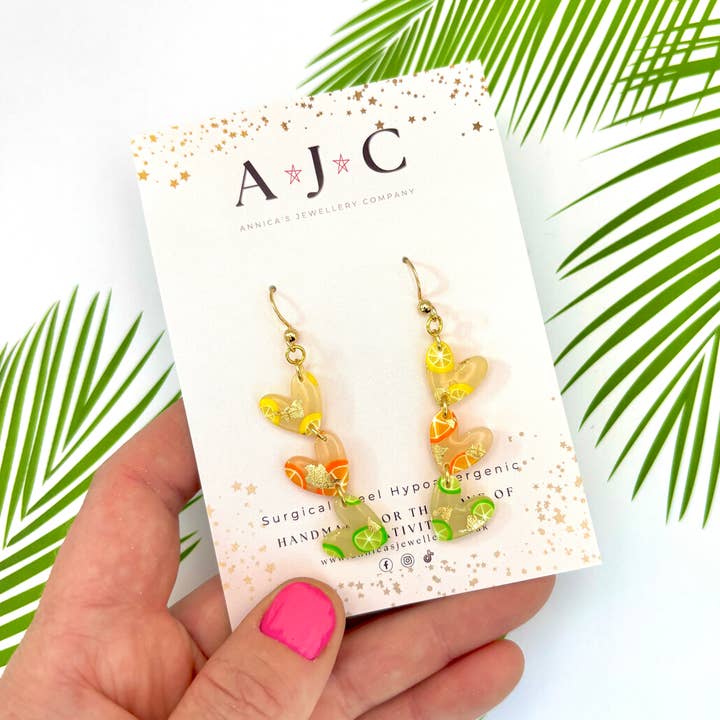 Translucent Citrus Heart Dangle for wholesale by Annica’s Jewellery Co