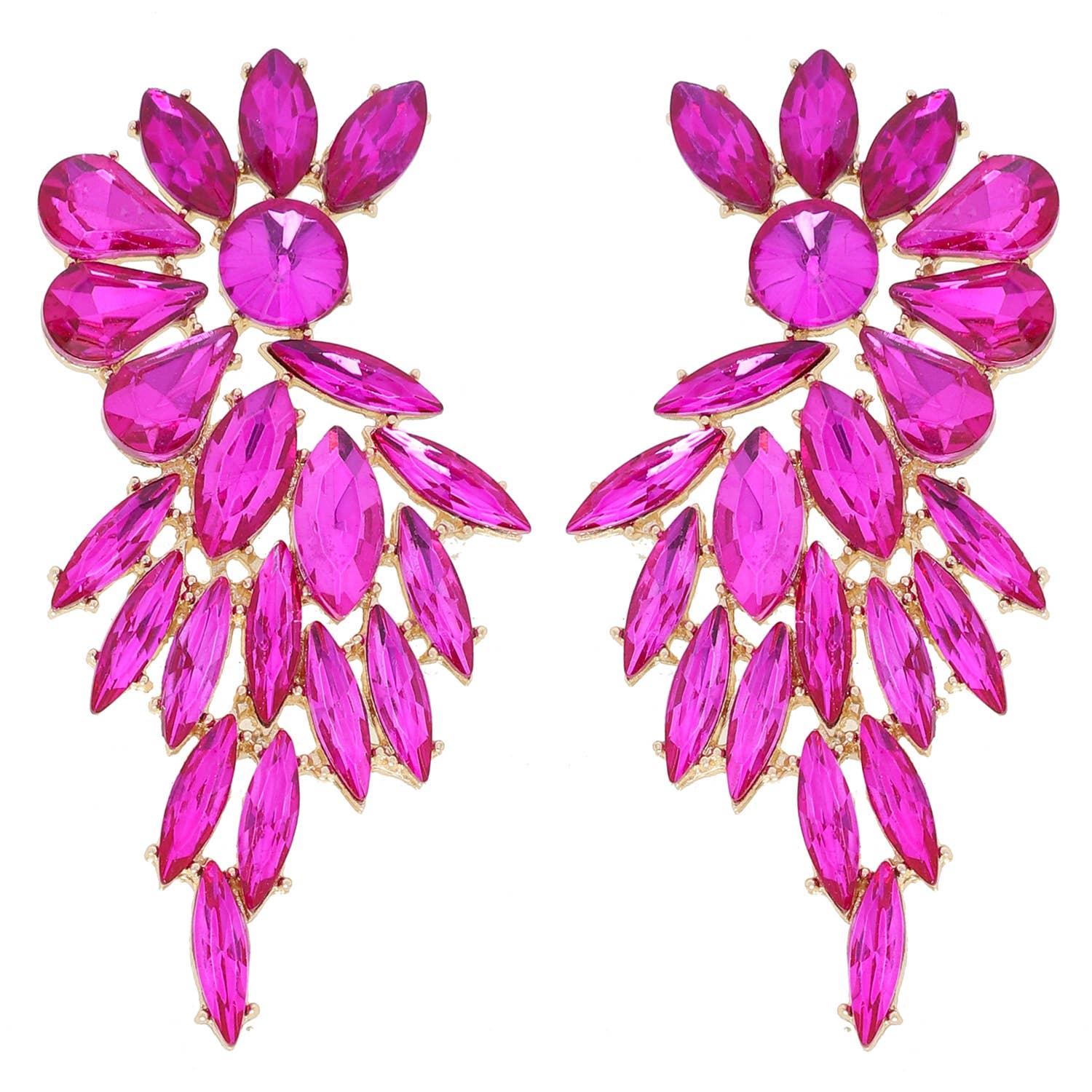 SP Sophia Collection - Wholesale Dangle Earrings - Rhinestone Crystal Petal Cluster Wings Drop Earrings6
