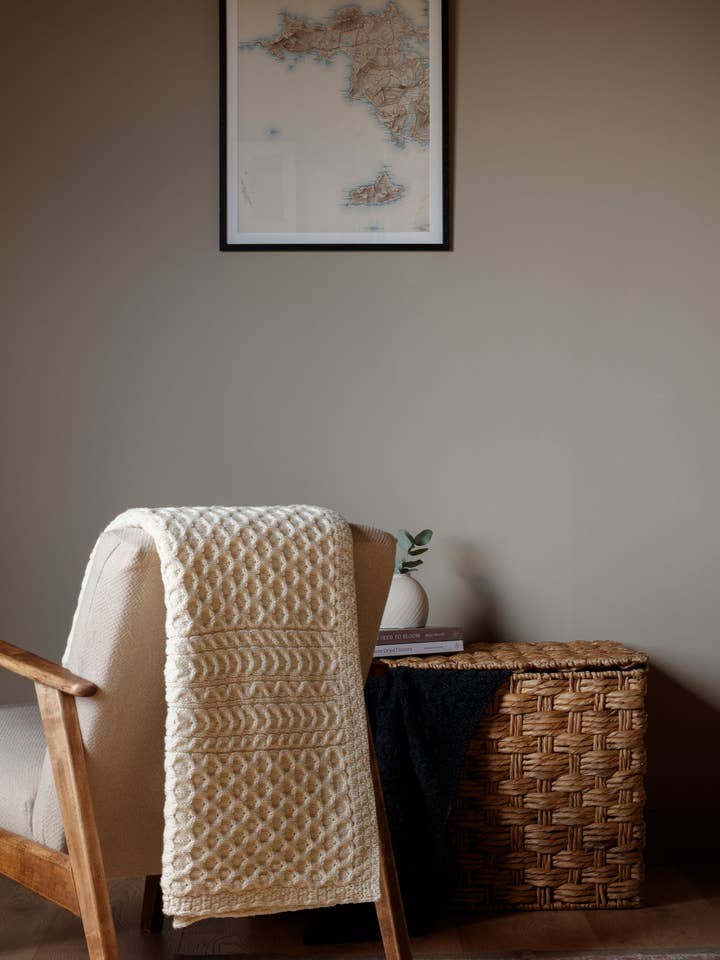 Bertra Aran Classic Wool Blanket - Cream for wholesale by Aran Woollen Mills