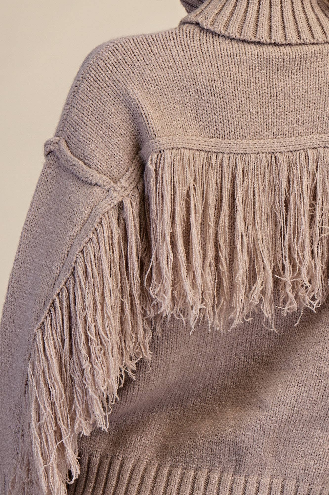 Glam - Wholesale Knit Sweater - Women's - Turtleneck Long-Sleeve Sweater With Fringe Detail17