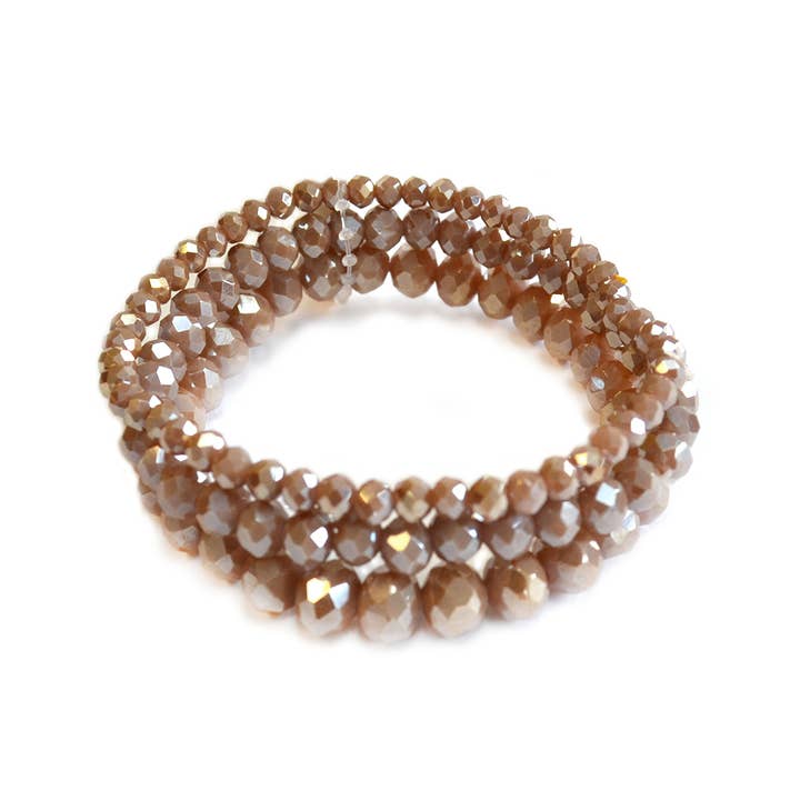 StarryNYC - Wholesale Jewelry Set - 3 Pcs Set Stackable Crystal Glass Beaded Stretch Bracelets7