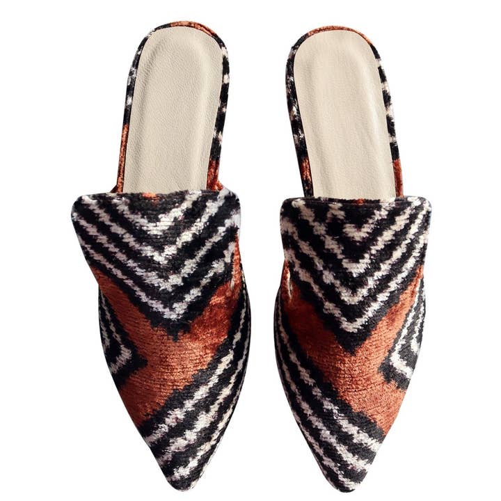 Silk Velvet Ikat Slippers 002 for wholesale by MIASETA