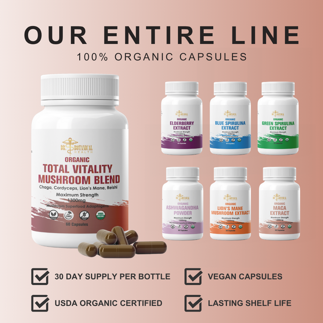 Lone Star Botanicals - Vente Poudres protéinées/superaliments - Gélules de poudre de champignon vitalité totale biologique -- 60 unités4