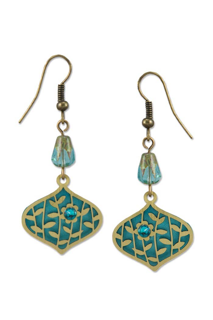 Left Hand Studios - Wholesale Dangle Earrings - Brass Teardrop w/ Flower**DISCONTINUED 2025**