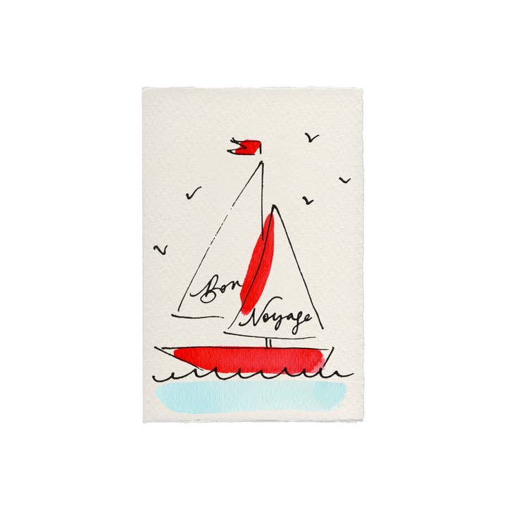 Sailing Boat (Bon Voyage) wenskaart voor wholesale door Scribble & Daub