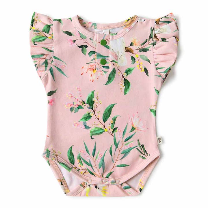 Snuggle Hunny - Wholesale Bodysuit (non-footed) – Baby - Cockatoo Short Sleeve Organic Bodysuit with Frill1