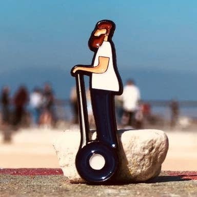 Gift for Hipster Segway Guy Soft Enamel Pin for wholesale by Play Pins Studio