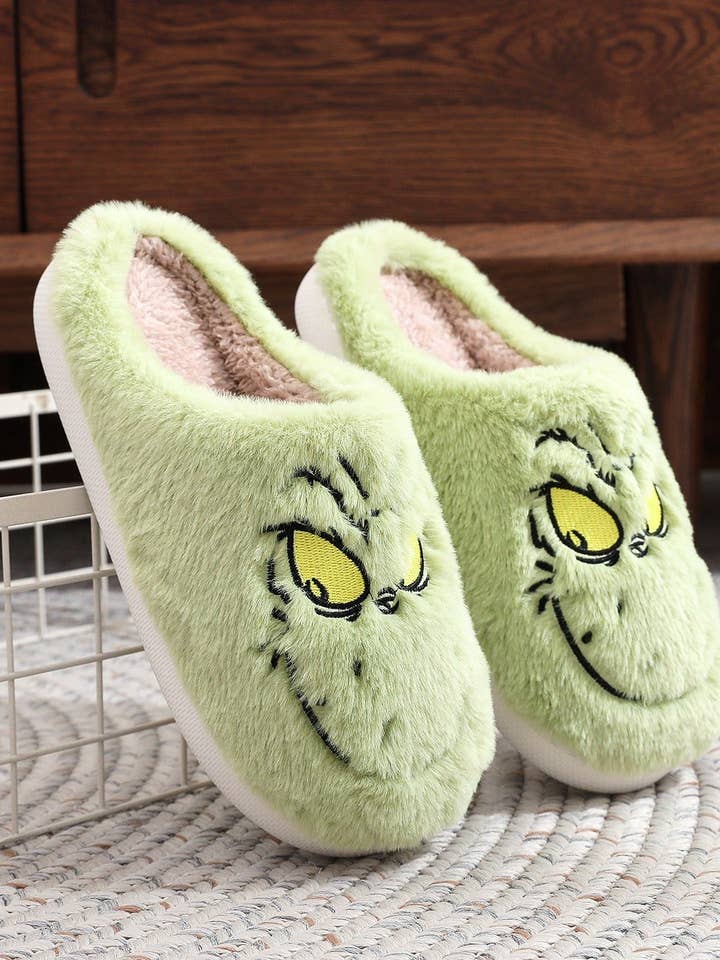 Christmas 🎄 Green Grinch Indoor Slippers for wholesale by VividLux
