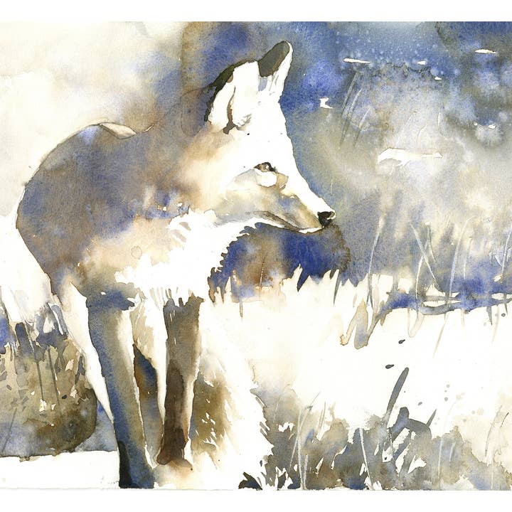 Watercolor painting Fox animal wildlife decor art for house mammal painting handmade item interior design kids room wall artwork for wholesale by Ryan Fox Fine Art