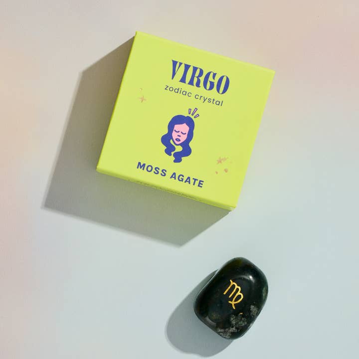 Virgo Boxed Zodiac Crystal – Moss Agate for wholesale by GeoCentral