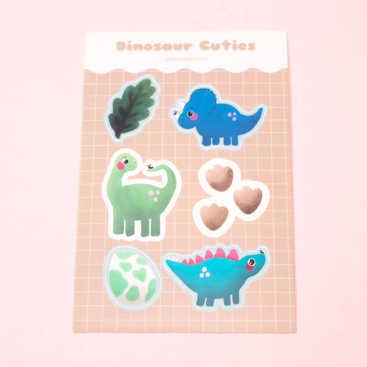 Dinosaur Cuties Sticker Sheet for wholesale by Whimsydew Art