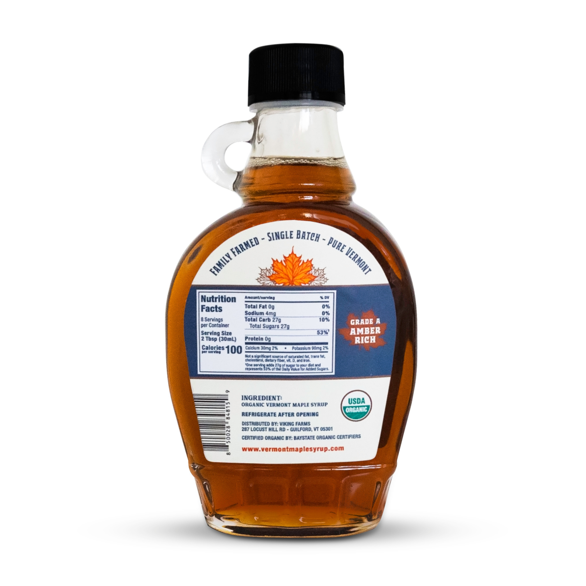 Vermont Maple Syrup - Wholesale Maple Syrup - Amber Organic Vermont Maple Syrup - Glass Flask - 8oz1