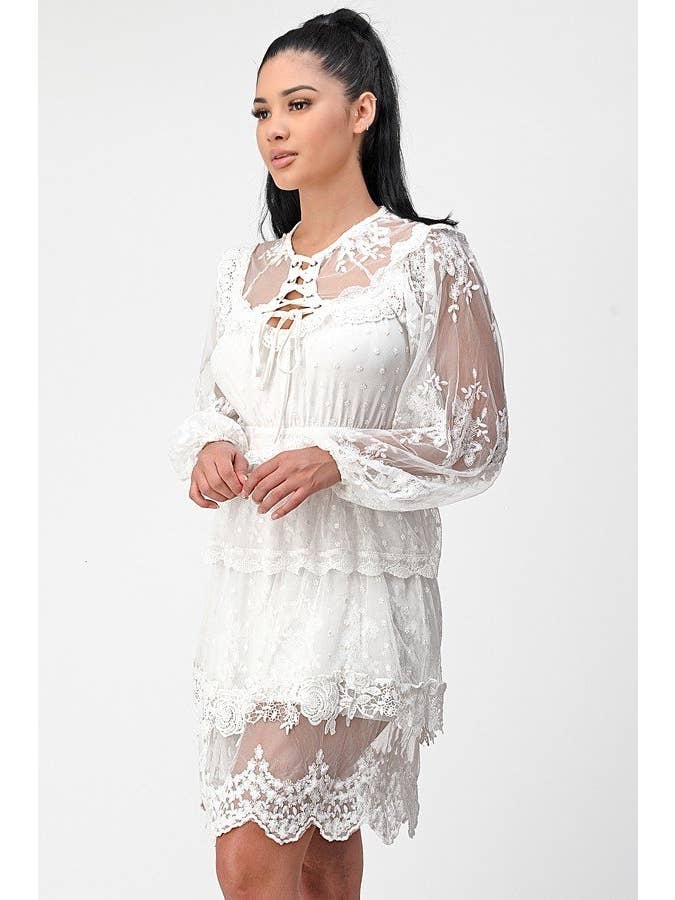 SHOP17 - Wholesale Dress - Women's - Lace crochet mini dress 4543D-A3