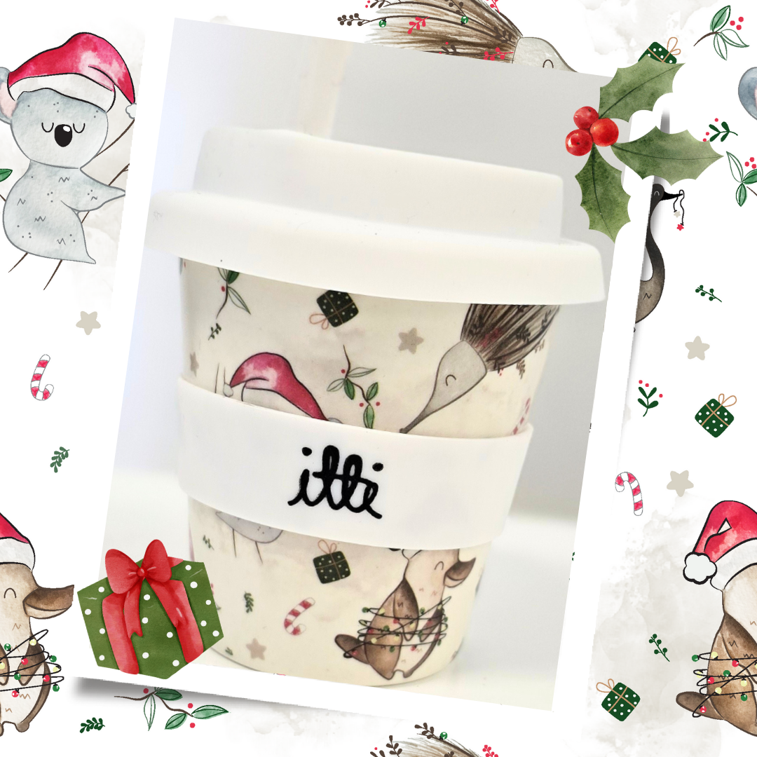 Itti - Wholesale Drinking glass/cup – Kids & Baby - Itti Bamboo Baby Cino Cup + 2 Straws - Aussie Christmas3