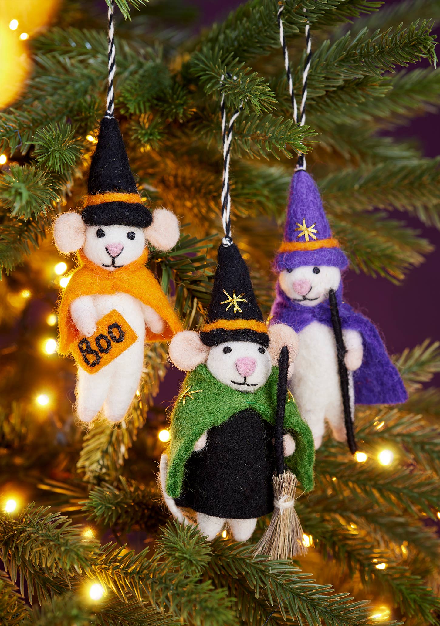 Namaste - Wholesale Ornament - Felt Witch Wizard Mice Decoration4
