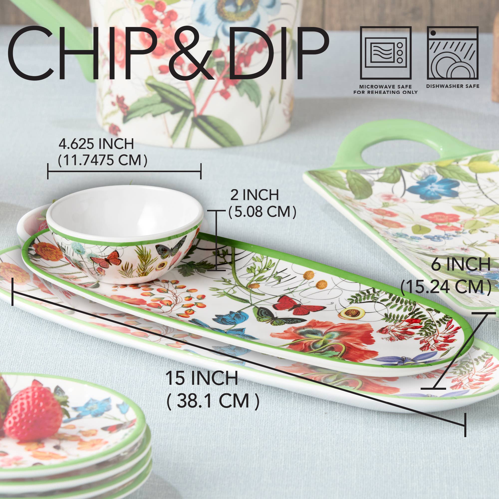 Certified International - Wholesale Condiment/Dip Bowl - Greenhouse Melamine Oval Tray with Dip Bowl4