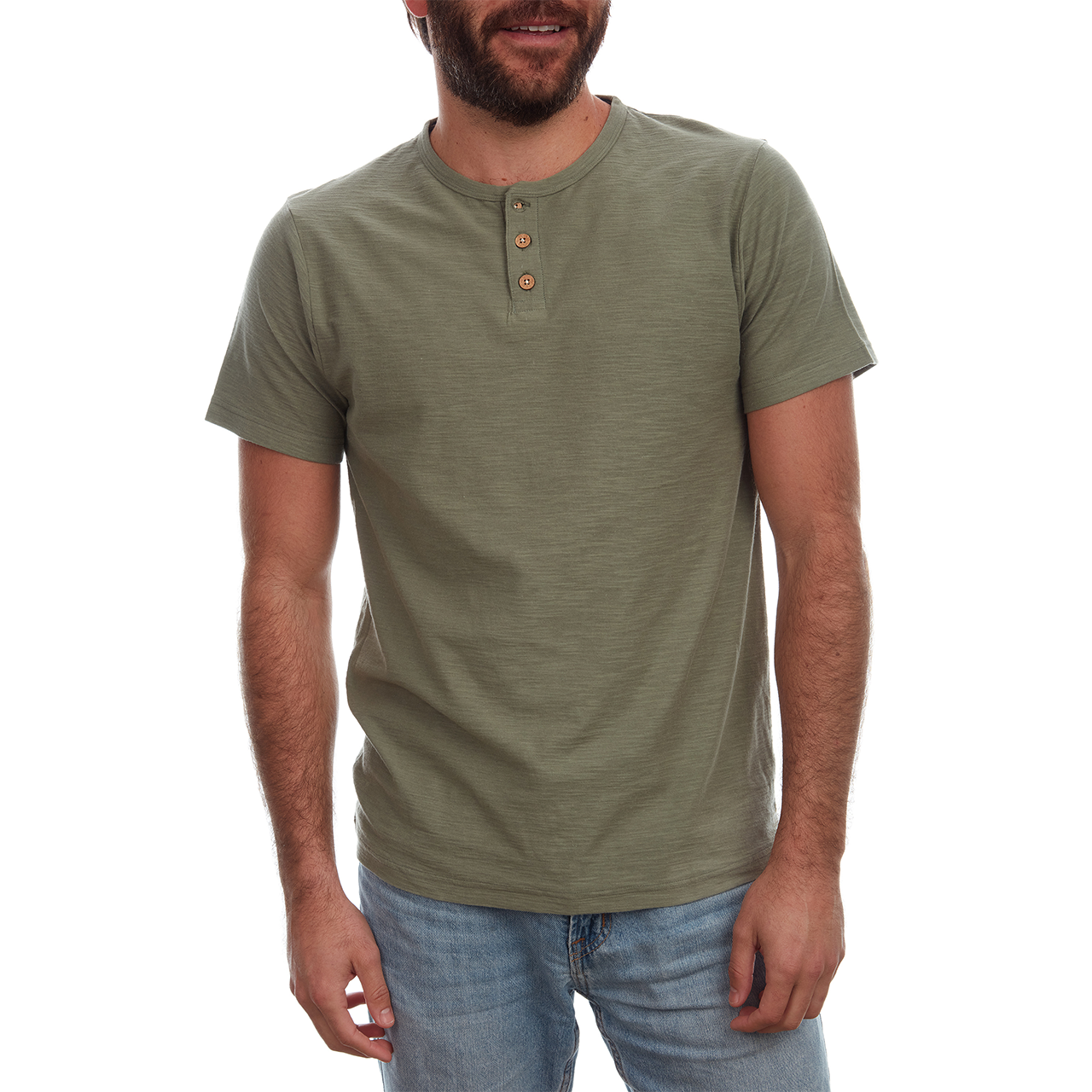 Lt Pine Noel Solid Slub Henley for wholesale on Faire2