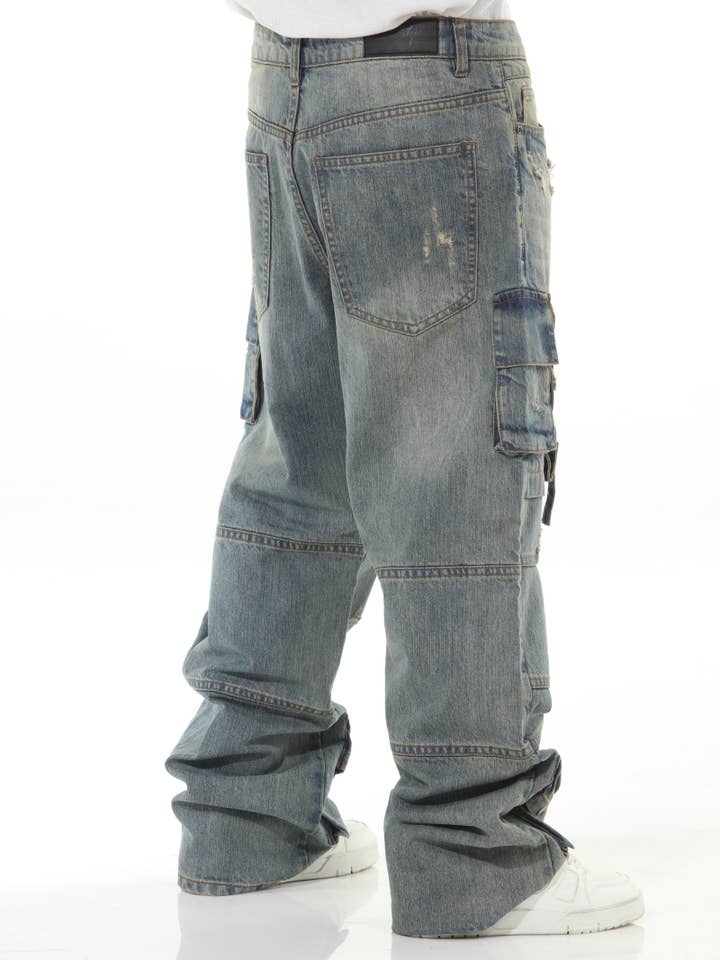 Stylo - Wholesale Jeans - Men's - Khaki Buckled Baggy11