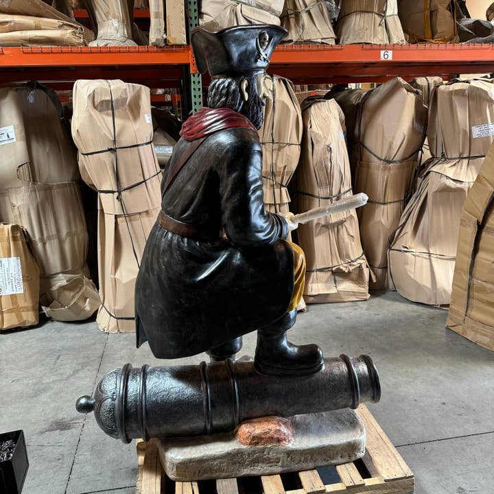 LM Treasures - Wholesale Decorative Figurine - Pirate on Cannon Life Size Statue6