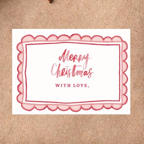 God Jul Rektangulära Presentetiketter med Kammusselmönster (Röd) för wholesale av la nouille studio