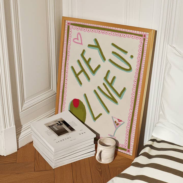 Oliva Tú - Te Amo Impresión Dibujada a Mano para venta al por mayor de Pink Giraffe Print Co