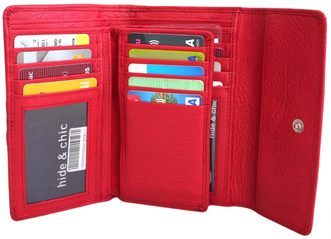 hide & chic – Engroshandel Tegnebog - Dame – RFID pung i fuldnarvet koskindslæder. Sort, brun, blå eller rød. Stil nr. 21004 Hide & Chic23