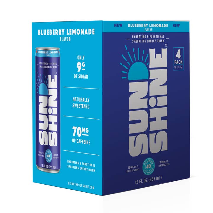 Sunshine Good Energy Drink - Blueberry Lemonade (6-4 pks - 1 for wholesale by Sunshine Beverages