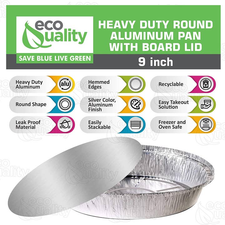 EcoQuality - Wholesale Disposable plate - 9" Disposable Round Aluminum Foil Food Pans2