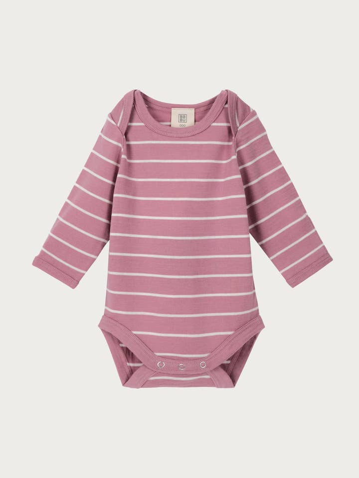 Babu - Wholesale Bodysuit (non-footed) – Baby - Merino Bodysuit - Blossom Stripe