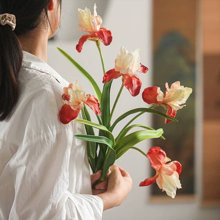 Rustic Reach - Vente Fleurs artificielles - Fleur d'Iris en Soie 22" de Haut1