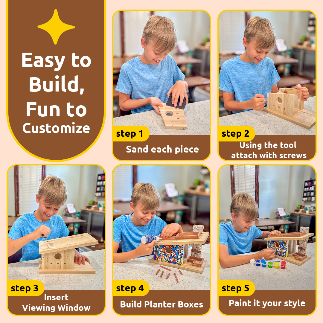 SparkJump - Wholesale DIY Craft Kit - Kids - Modern Birdhouse Woodworking Kit2