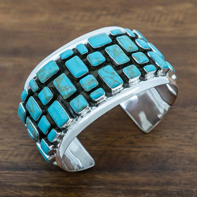 Grande Cobblestone Cuff, Turquoise for wholesale on Faire0