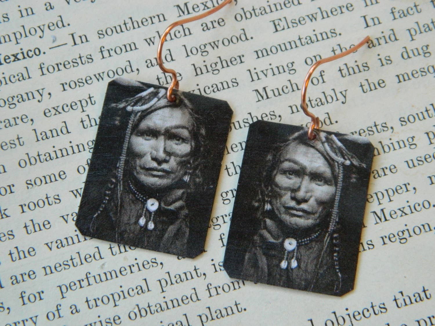 Sarah Wood Studio - Wholesale Dangle Earrings - Earrings Gertrude Kasebier Native American Iron White Man0