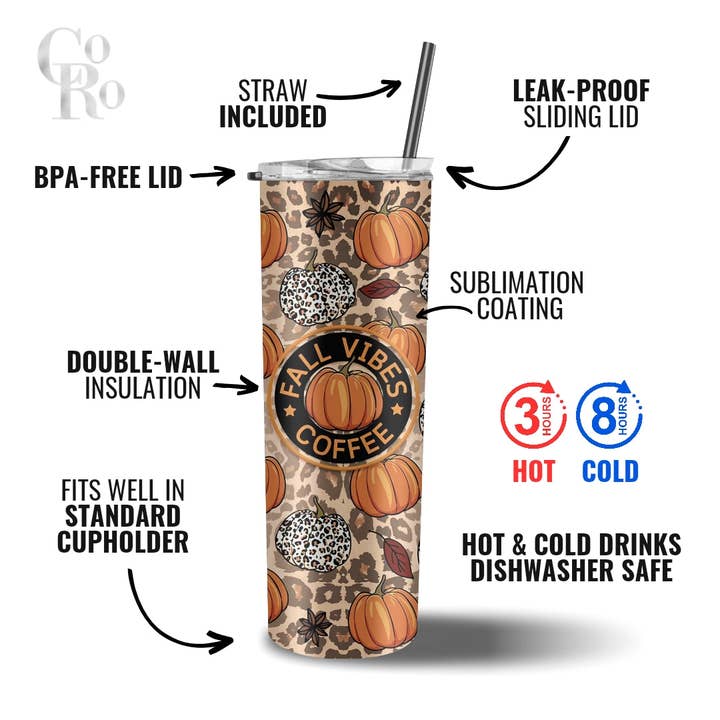 CoRo & Company - Wholesale Insulated Mug/Tumbler - Delta 20 oz Skinny Tumbler • Stainless Steel • Drinkware