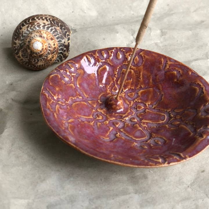 Porte-encens ovale (rose) pour la vente par CeramiLu