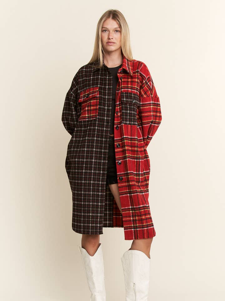 VESTE EN FLANELLE GRANDE TAILLE OPPOSITES ATTRACT pour la vente par JADE BY JANE