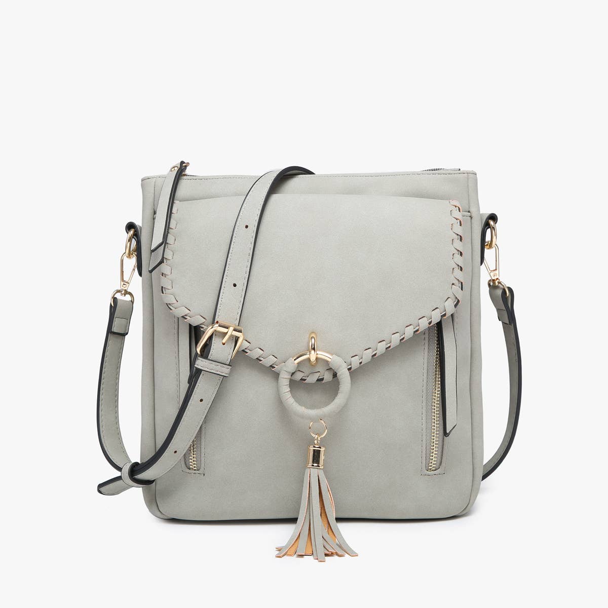 Jen & Co. - Wholesale Crossbody Bag - Women's - M2347 Layla Faux Suede Whipstitch Crossbody w/ Tassel1