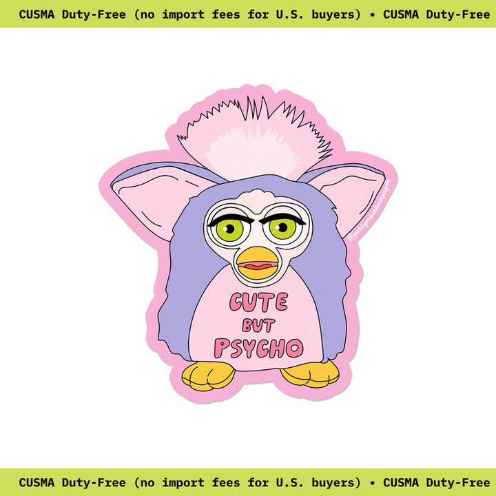 Sød men psyko klistermærke for engroshandel hos Party Mountain Paper co.