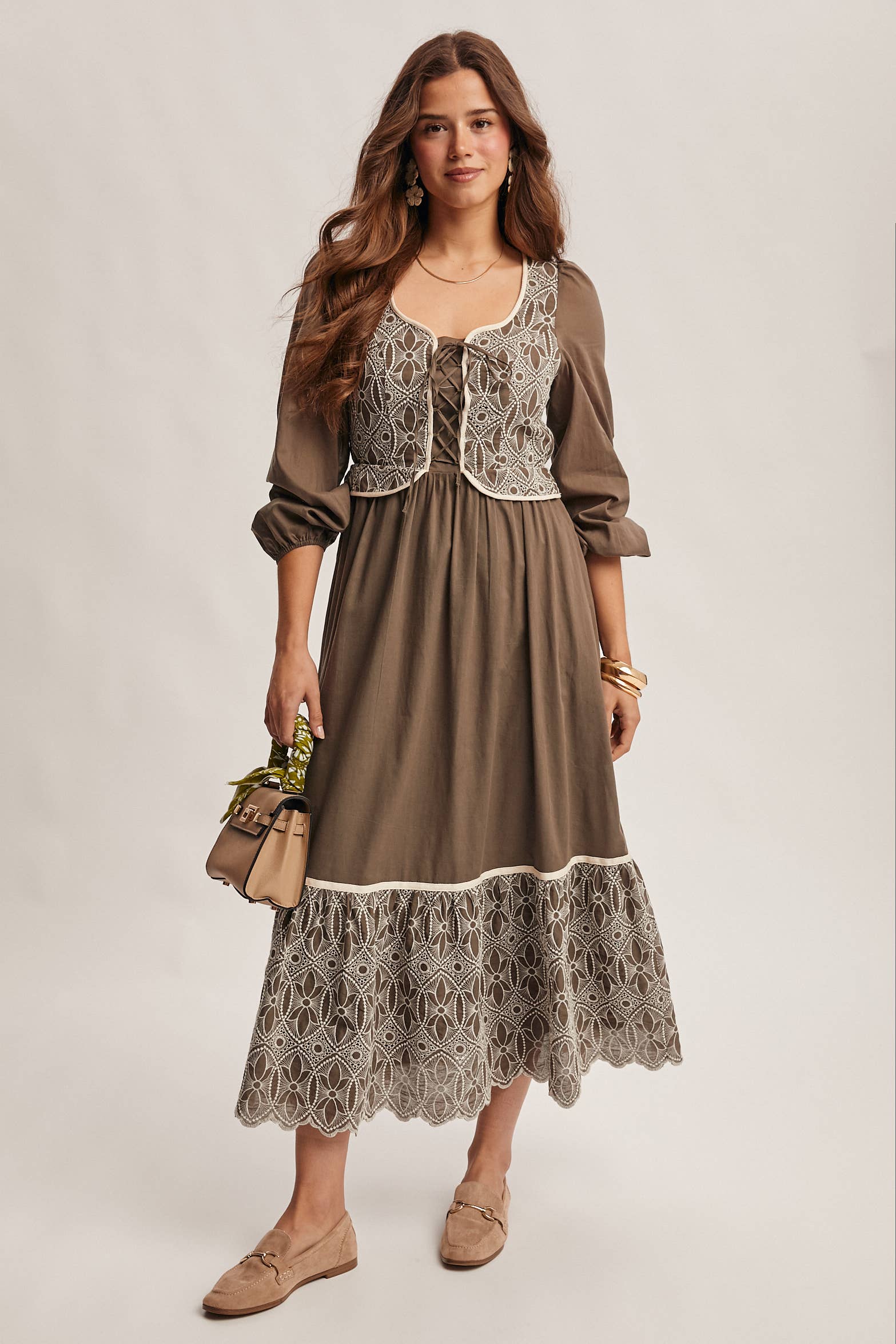 Forte - Wholesale Dress - Women's - Embroidered Bodice Maxi Dress FD002012