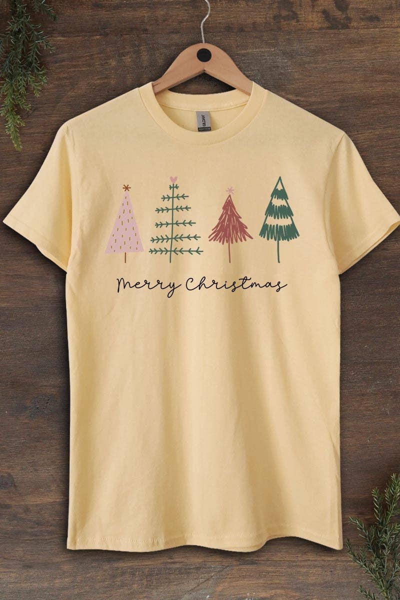 COLORBEAR – Großhandel T-Shirt (Grafikdruck) – Unisex – Schweres Baumwoll-T-Shirt mit Motiv „Merry Christmas Trees“7