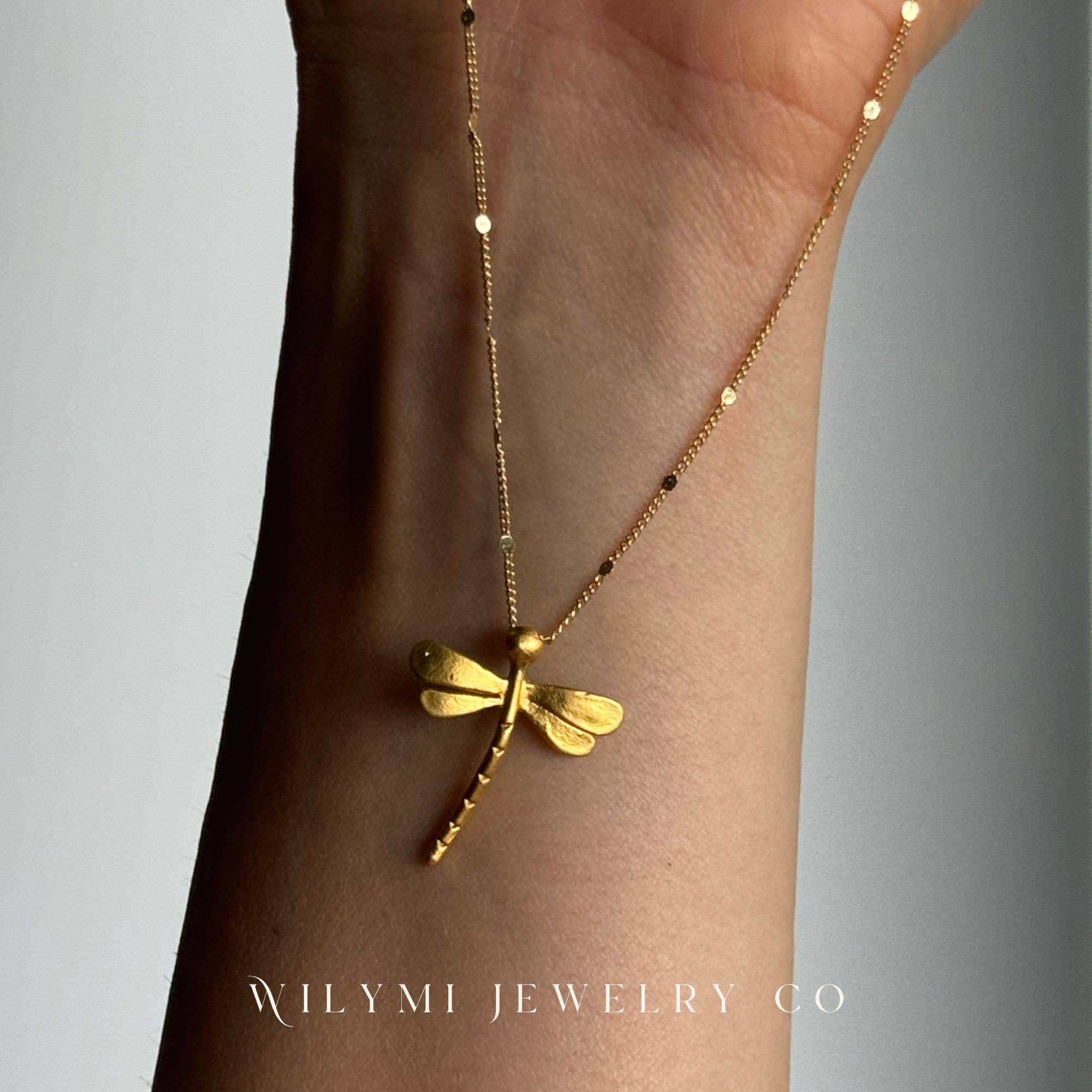 WILYMI Jewelry Co - Wholesale Pendant/Charm Necklace - Mini Dragonfly Necklace | Gold Filled | Sparkling 8