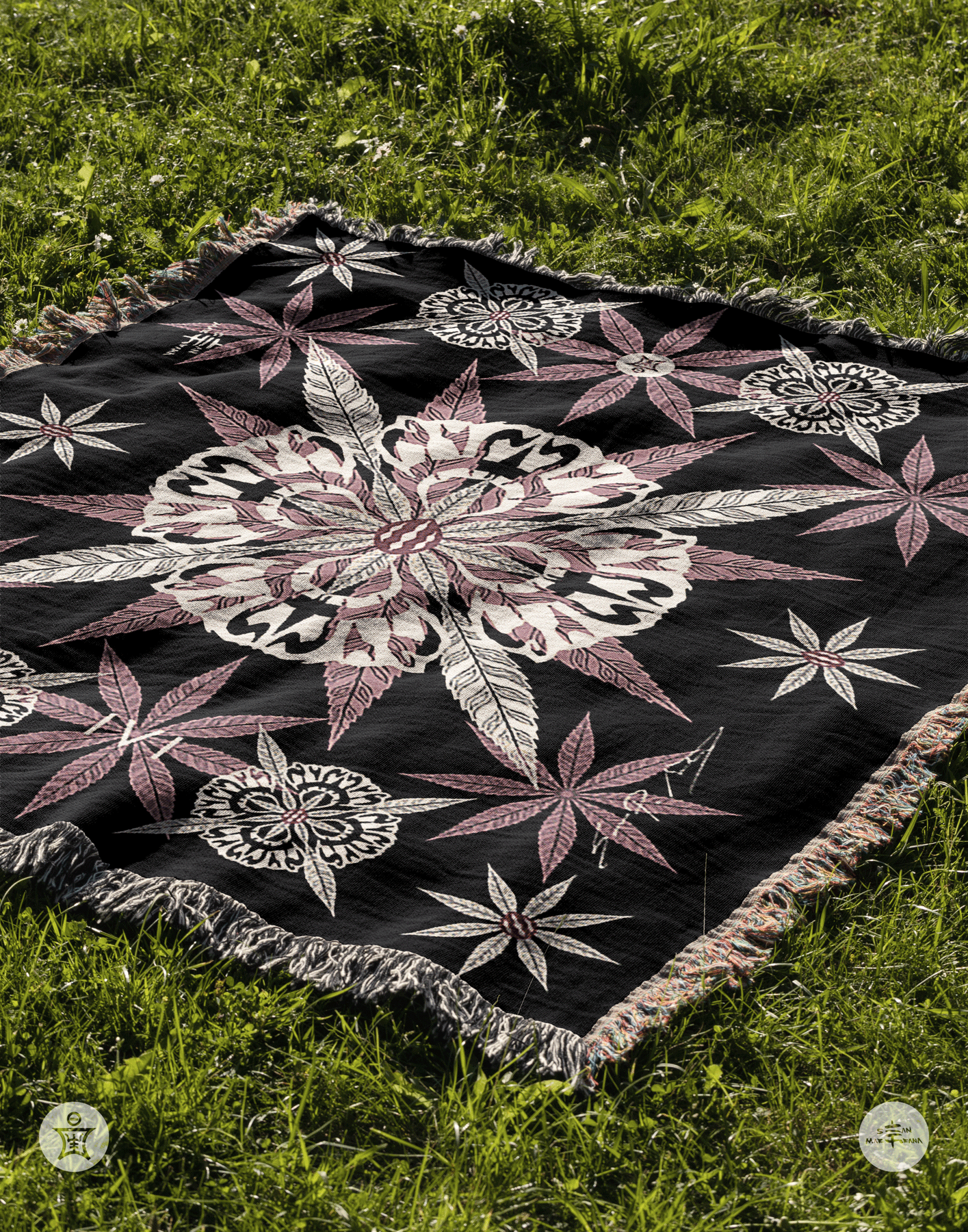 Sean Martorana - Wholesale Throw Blanket - IVI Cannabis and Poppy Floral Jacquard Woven Blanket4