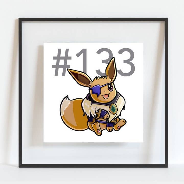 Stampa artistica Eevee Pokemon Pirate Gamer per la vendita all'ingrosso da parte di Colour Me Fun