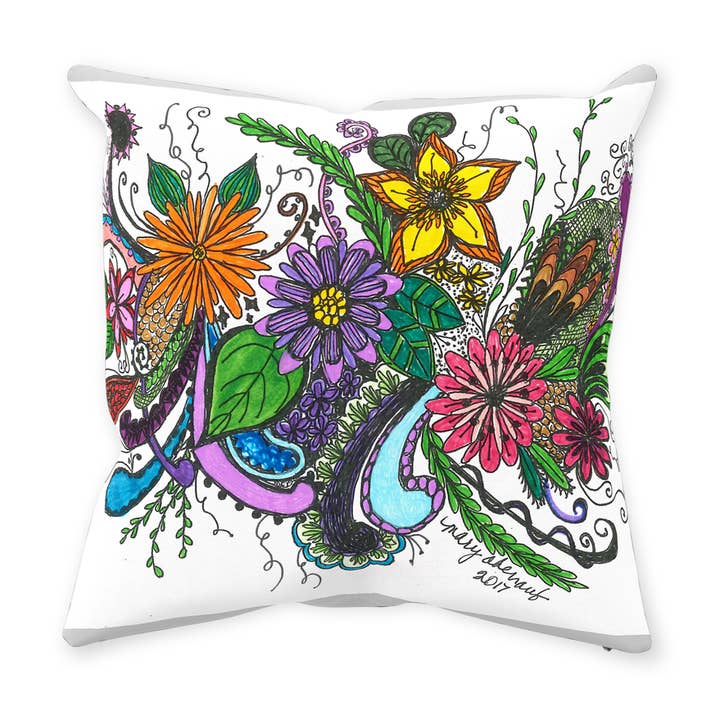 Festive Flowers Pillows for wholesale by Mary O's Imagination