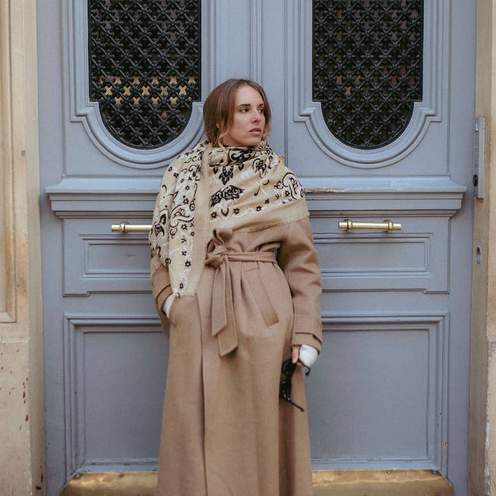 Maison Lecomte Flament - Wholesale Scarf - Women's - Beige cash FW24/25 scarf bandana5