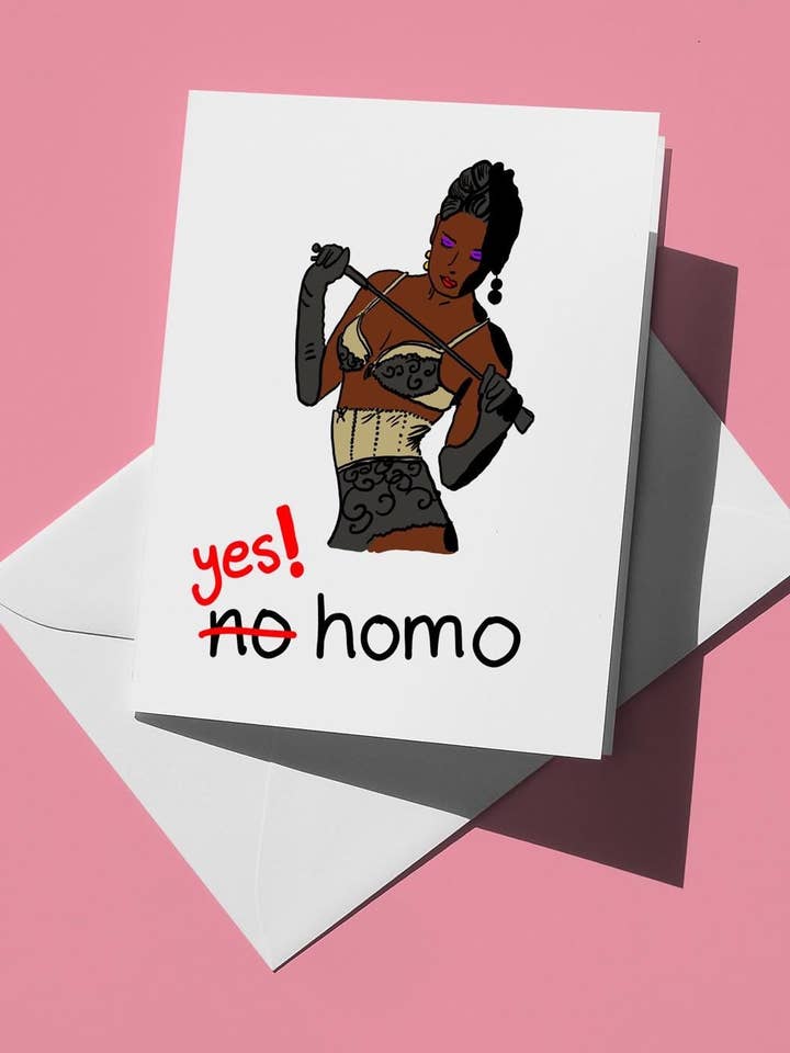 Tarjeta de felicitación del Orgullo LGBTQ - ¡SÍ Homo! Divertida tarjeta para amigos, celebración y apoyo. para venta al por mayor de semiserious studio