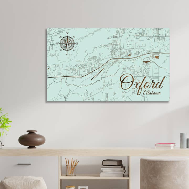 Alabama: Oxford Street Karta för wholesale av Fire & Pine