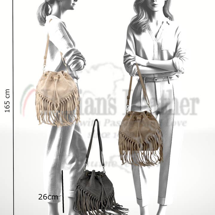 ITALIAN'S LEATHER - Wholesale Shoulder Bag - Women's - Emanuela Suede Leather Bag 2204199